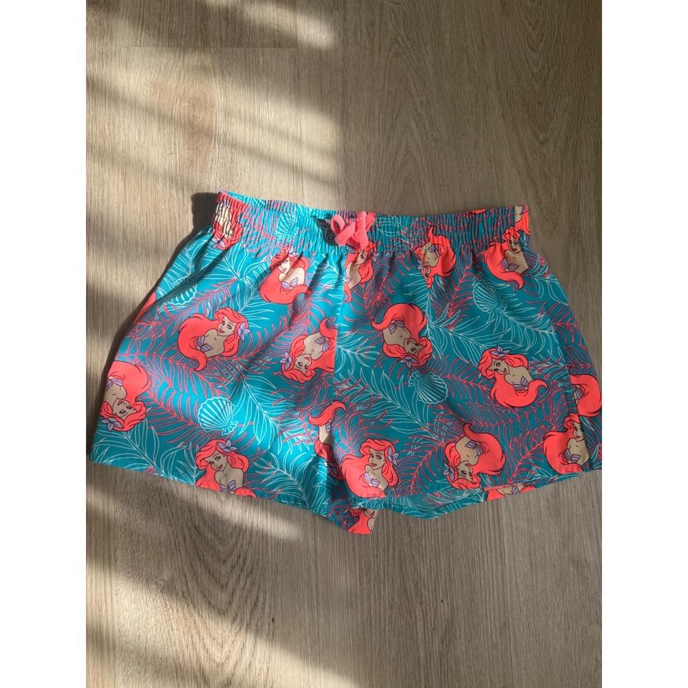 Disney Princess Ariel Little Mermaid Pajama Shorts Turquoise Girls Large 10-12